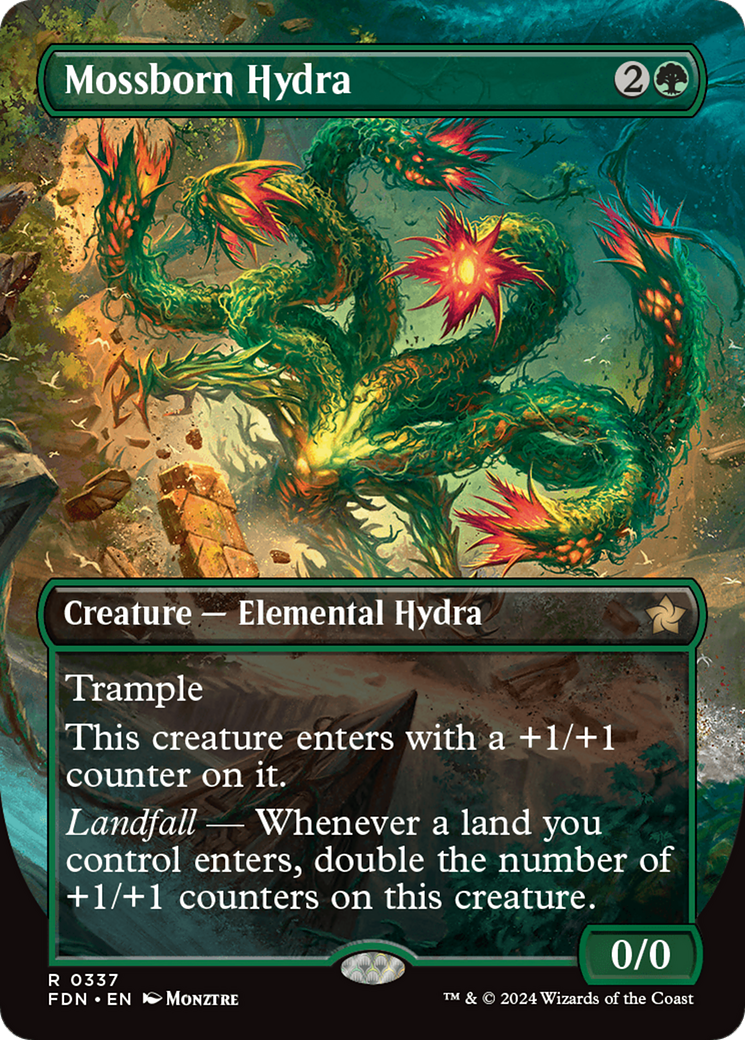 Mossborn Hydra (Borderless) [Foundations] [Foil]