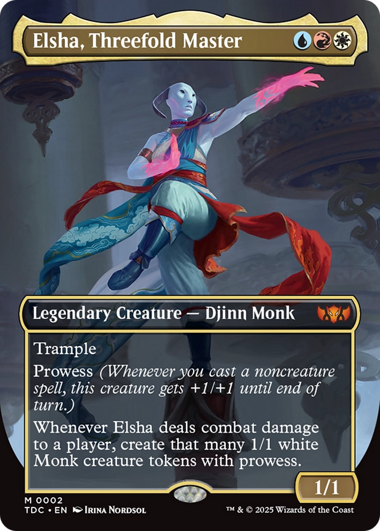 Elsha, Threefold Master (Borderless) [Tarkir: Dragonstorm Commander] [Foil]