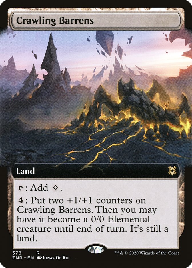 Crawling Barrens (Extended Art) [Zendikar Rising] [Foil]