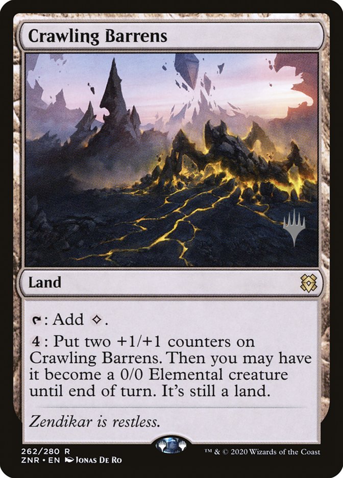 Crawling Barrens (Promo Pack) [Zendikar Rising Promos] [Foil]