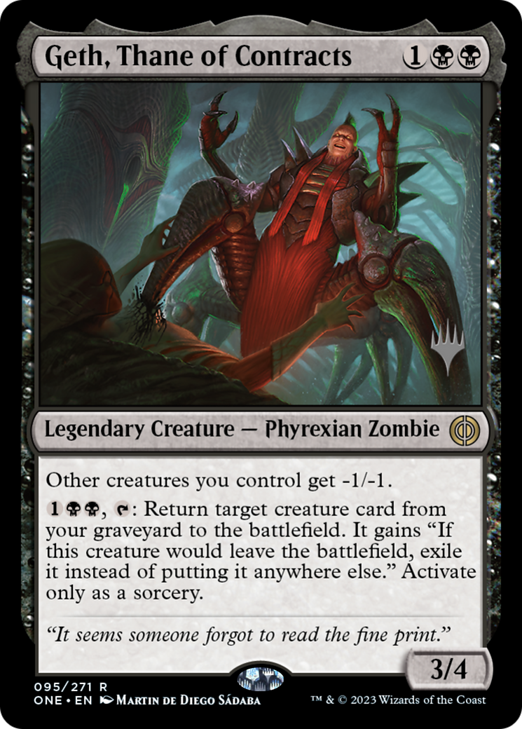 Geth, Thane of Contracts (Promo Pack) [Phyrexia: All Will Be One Promos] [Foil]