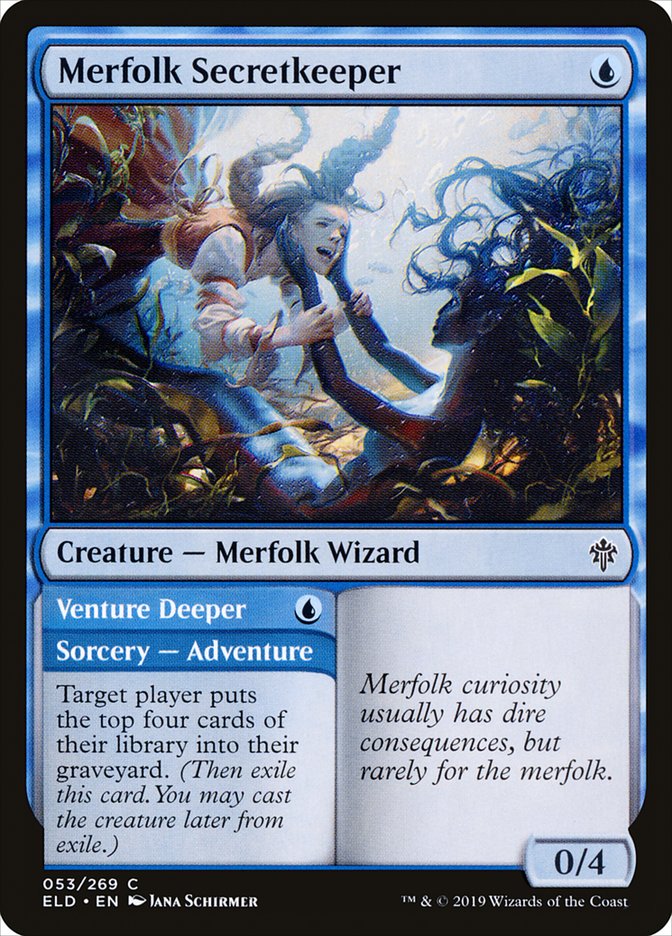 Merfolk Secretkeeper // Venture Deeper [Throne of Eldraine] [Foil]