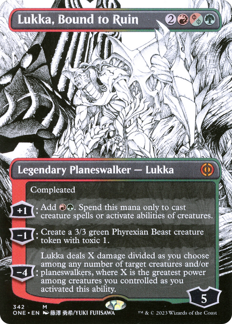Lukka, Bound to Ruin (Borderless Manga) [Phyrexia: All Will Be One] [Foil]