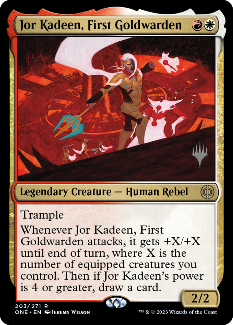 Jor Kadeen, First Goldwarden (Promo Pack) [Phyrexia: All Will Be One Promos] [Foil]