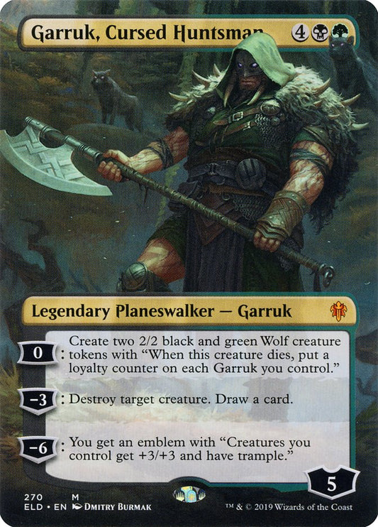 Garruk, Cursed Huntsman (Borderless) [Throne of Eldraine] [Foil]