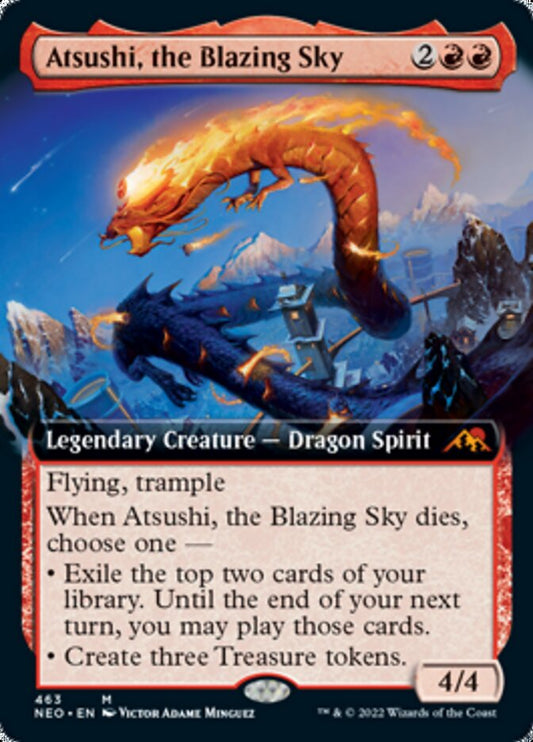 Atsushi, the Blazing Sky (Extended Art) [Kamigawa: Neon Dynasty] [Foil]