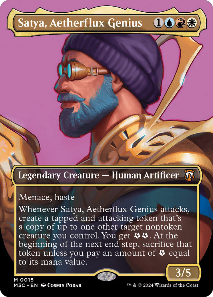 Satya, Aetherflux Genius (Borderless) [Modern Horizons 3 Commander] [Foil]