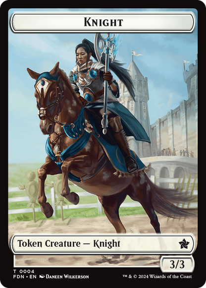 Human // Knight Double-Sided Token [Foundations Tokens] [Foil]