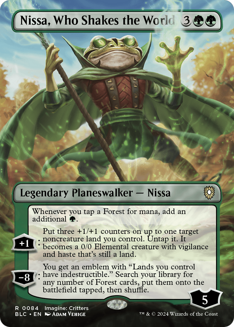 Nissa, Who Shakes the World (Borderless) [Bloomburrow Commander] [Foil]