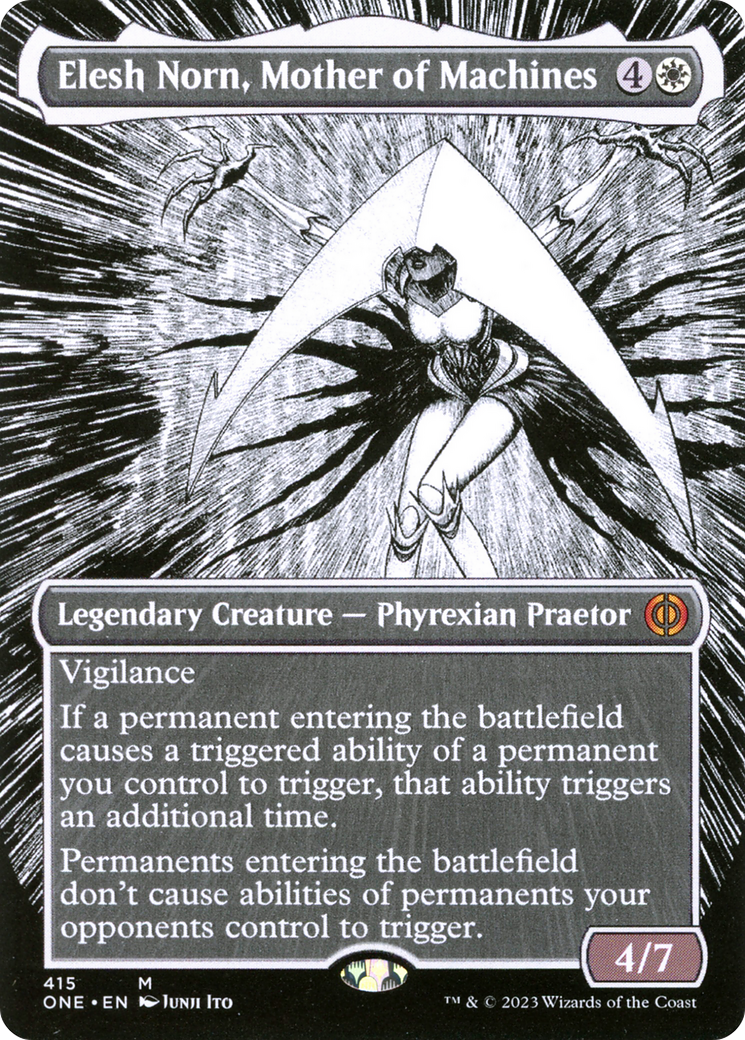 Elesh Norn, Mother of Machines (Borderless Manga) [Phyrexia: All Will Be One] [Foil]