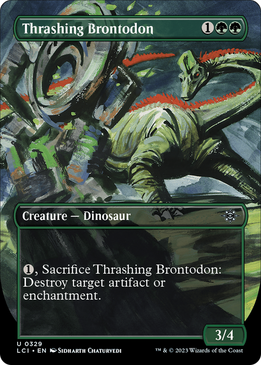 Thrashing Brontodon (Borderless) [The Lost Caverns of Ixalan] [Foil]