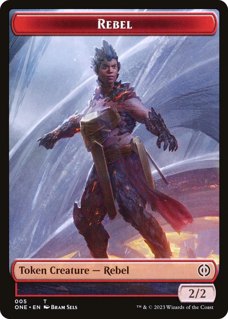 Rebel // Phyrexian Mite (012) Double-Sided Token [Phyrexia: All Will Be One Tokens] [Foil]