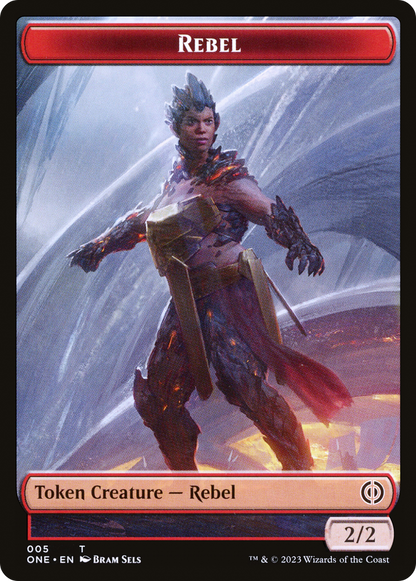 Rebel // Phyrexian Mite (012) Double-Sided Token [Phyrexia: All Will Be One Tokens] [Foil]