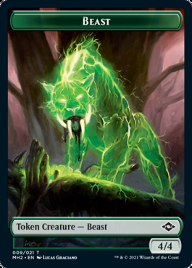 Beast // Clue (15) Double-Sided Token [Modern Horizons 2 Tokens] [Foil]