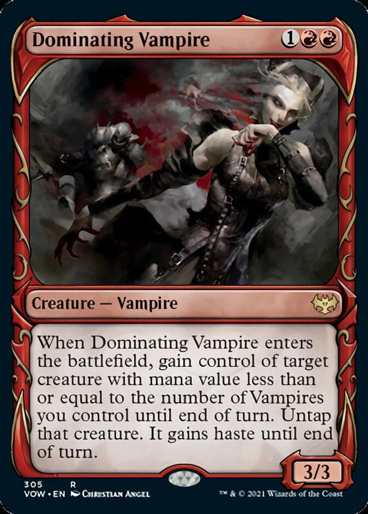 Dominating Vampire (Showcase Fang Frame) [Innistrad: Crimson Vow] [Foil]