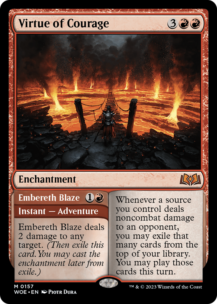 Virtue of Courage // Embereth Blaze [Wilds of Eldraine] [Foil]