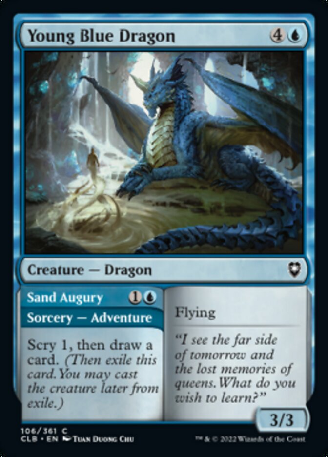 Young Blue Dragon // Sand Augury [Commander Legends: Battle for Baldur's Gate] [Foil]