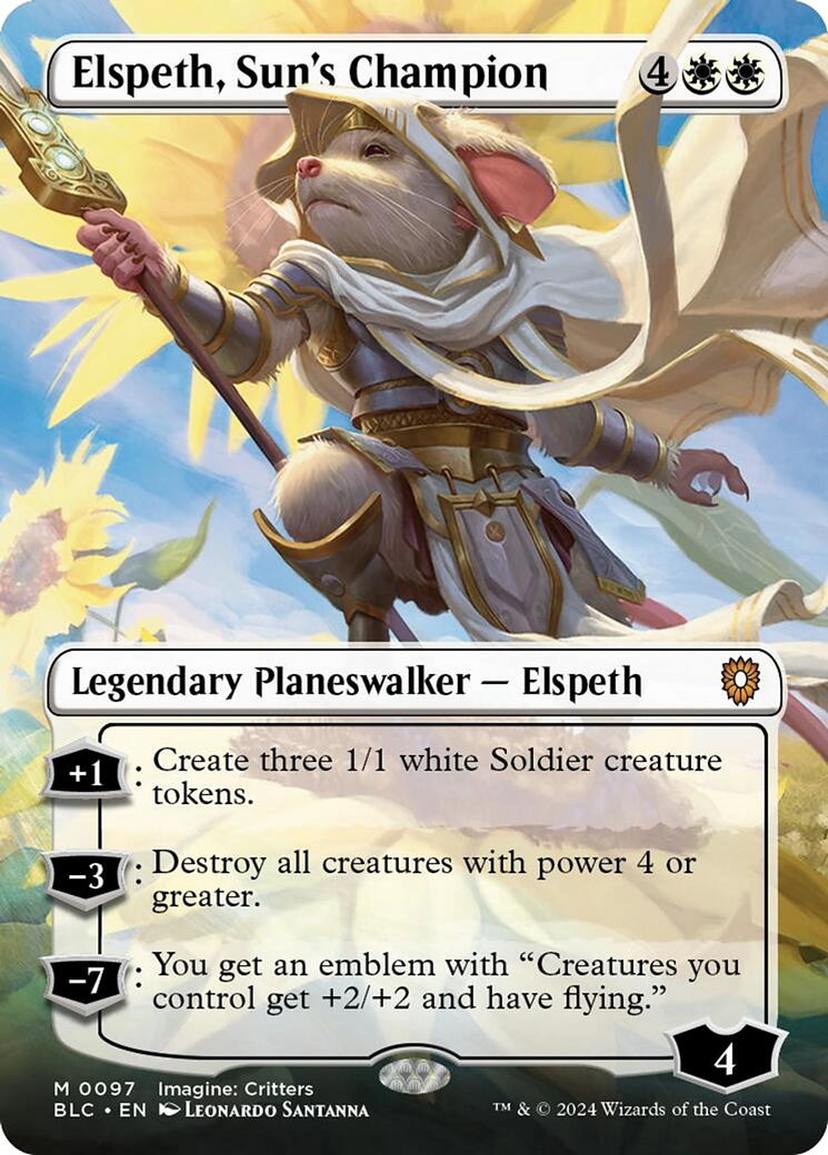 Elspeth, Sun's Champion (Borderless) [Bloomburrow Commander] [Foil]