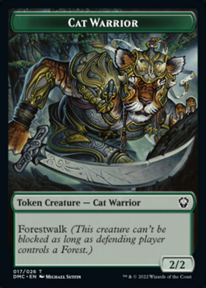 Cat Warrior Token [Dominaria United Commander Tokens] [Foil]