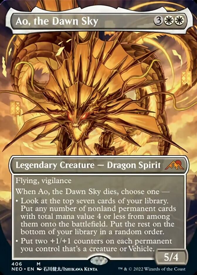 Ao, the Dawn Sky (Borderless Alternate Art) [Kamigawa: Neon Dynasty] [Foil]