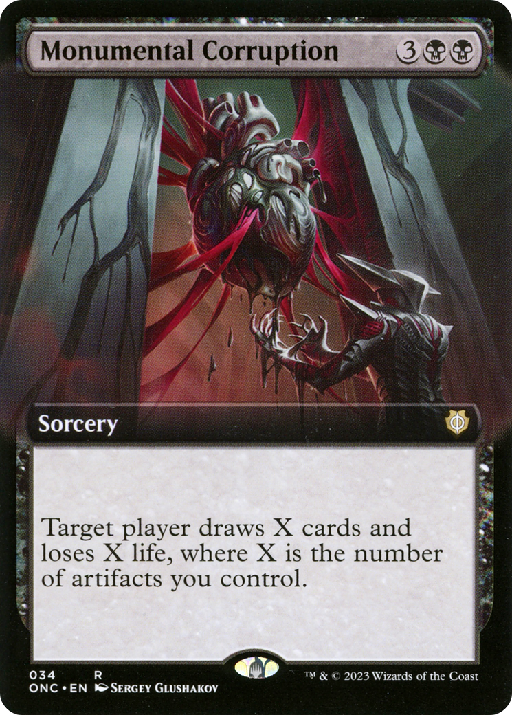 Monumental Corruption (Extended Art) [Phyrexia: All Will Be One Commander] [Foil]