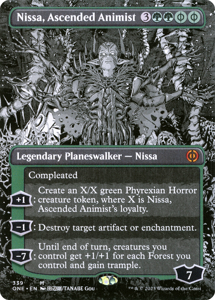Nissa, Ascended Animist (Borderless Manga) [Phyrexia: All Will Be One] [Foil]