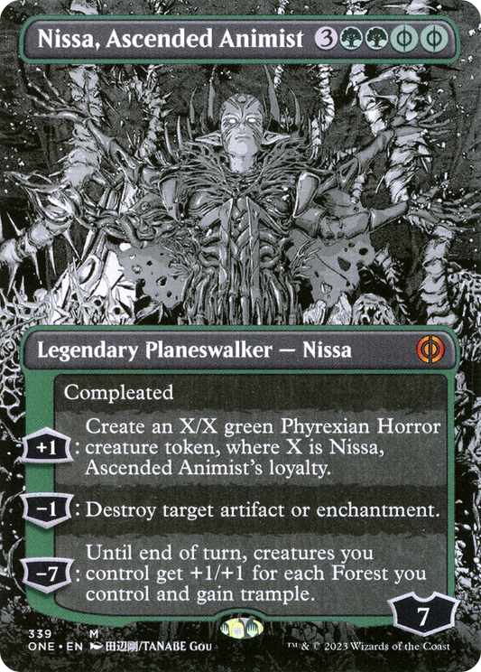 Nissa, Ascended Animist (Borderless Manga) [Phyrexia: All Will Be One] [Foil]