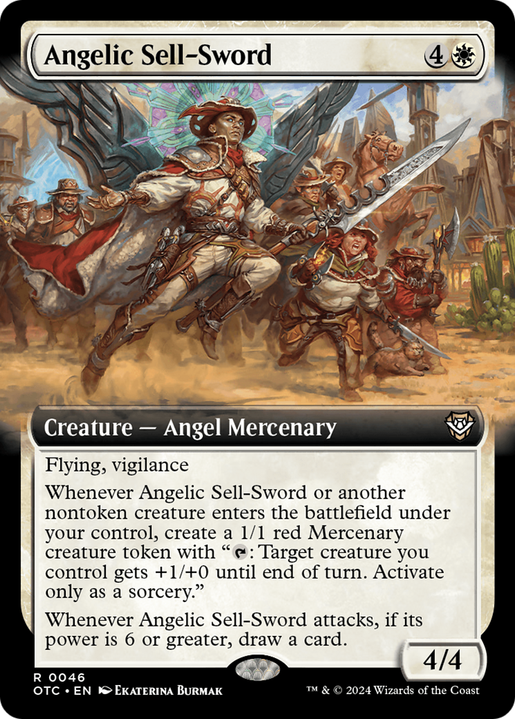 Angelic Sell-Sword (Extended Art) [Outlaws of Thunder Junction Commander] [Foil]