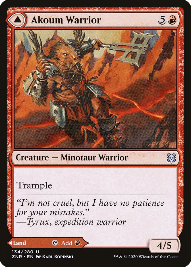 Akoum Warrior // Akoum Teeth [Zendikar Rising] [Foil]