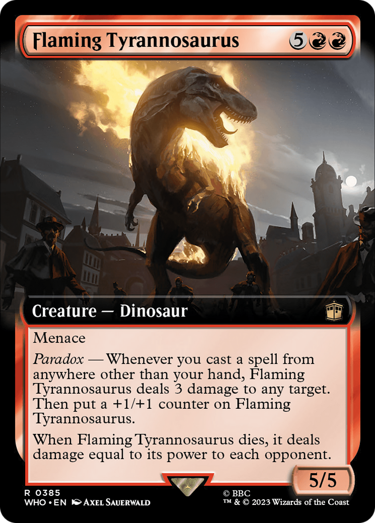 Flaming Tyrannosaurus (Extended Art) [Doctor Who] [Foil]