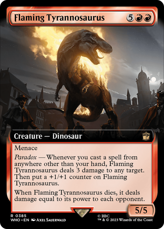 Flaming Tyrannosaurus (Extended Art) [Doctor Who] [Foil]