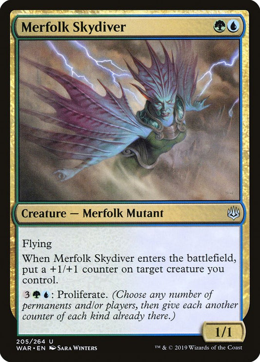 Merfolk Skydiver [War of the Spark] [Foil]
