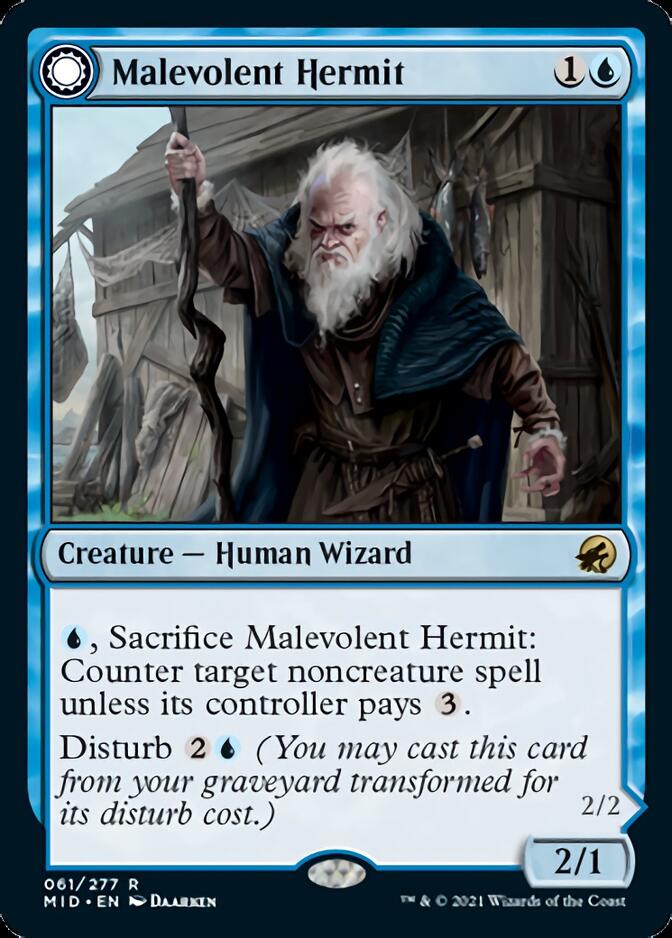 Malevolent Hermit // Benevolent Geist [Innistrad: Midnight Hunt] [Foil]