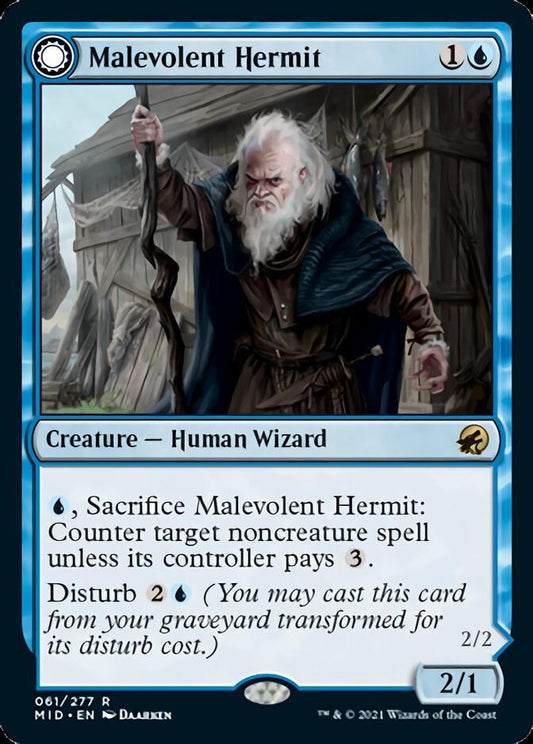 Malevolent Hermit // Benevolent Geist [Innistrad: Midnight Hunt] [Foil]