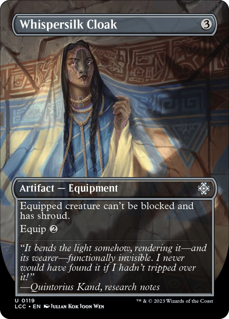 Whispersilk Cloak (Borderless) [The Lost Caverns of Ixalan Commander] [Foil]