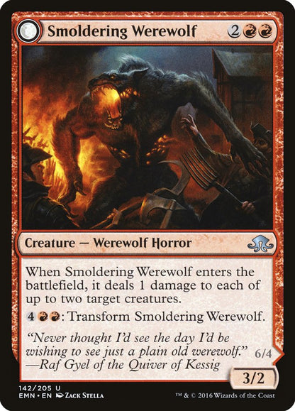 Smoldering Werewolf // Erupting Dreadwolf [Eldritch Moon] [Foil]