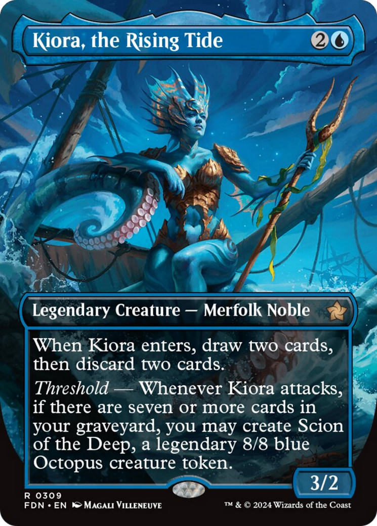 Kiora, the Rising Tide (Borderless) [Foundations] [Foil]