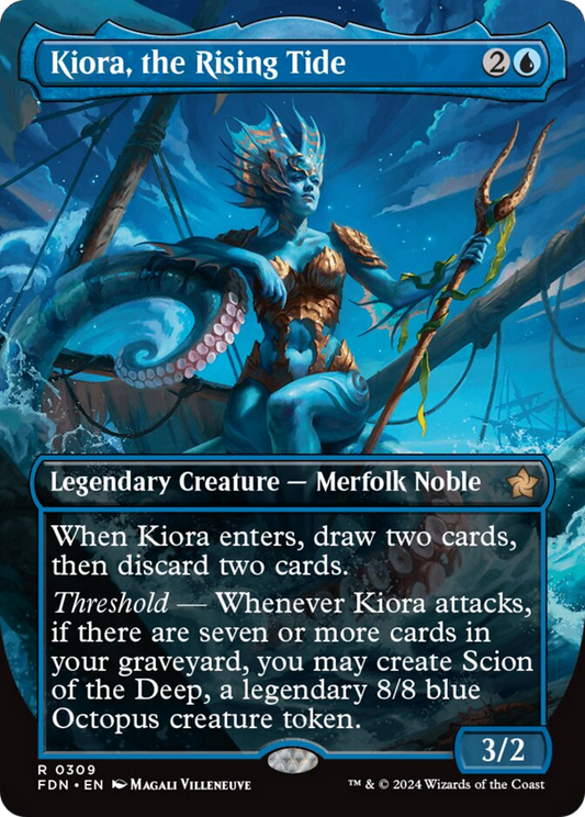 Kiora, the Rising Tide (Borderless) [Foundations] [Foil]