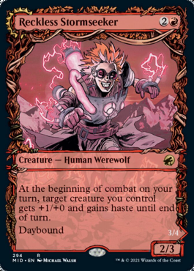 Reckless Stormseeker // Storm-Charged Slasher (Showcase Equinox) [Innistrad: Midnight Hunt] [Foil]