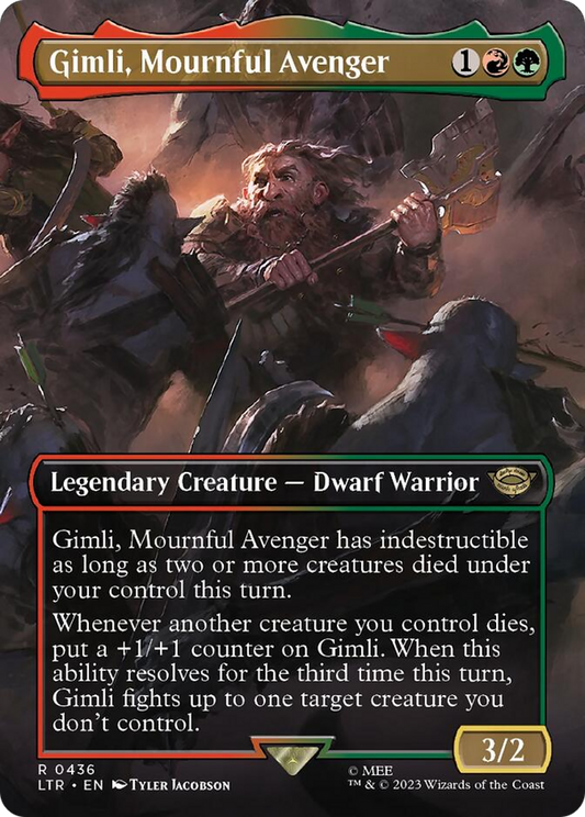 Gimli, Mournful Avenger (Borderless Alternate Art) [The Lord of the Rings: Tales of Middle-Earth] [Foil]