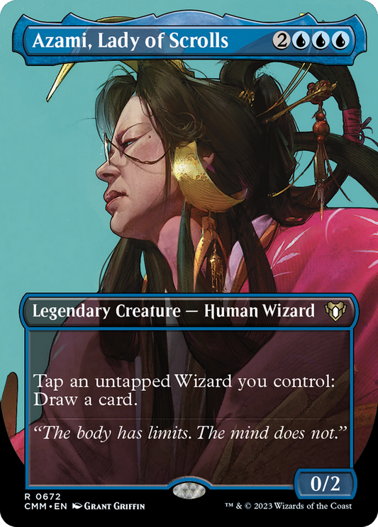 Azami, Lady of Scrolls (Borderless Profile) [Commander Masters] [Foil]
