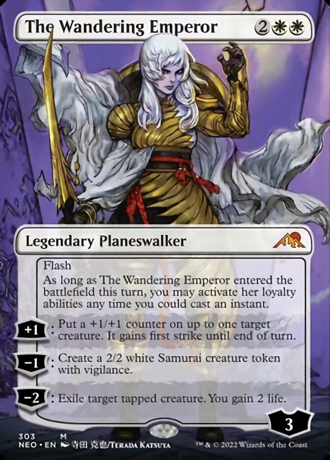 The Wandering Emperor (Borderless) [Kamigawa: Neon Dynasty] [Foil]