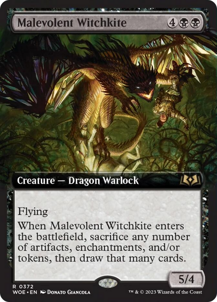 Malevolent Witchkite (Extended Art) [Wilds of Eldraine] [Foil]
