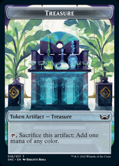 Treasure (016) // Rhino Warrior Double-Sided Token [Streets of New Capenna Tokens] [Foil]