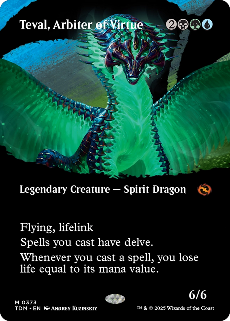 Teval, Arbiter of Virtue (Borderless) [Tarkir: Dragonstorm] [Foil]