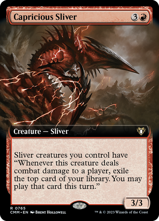 Capricious Sliver (Extended Art) [Commander Masters] [Foil]