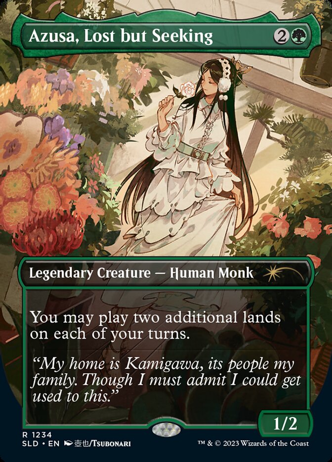 Azusa, Lost but Seeking (Borderless) [Secret Lair Drop Series] [Foil]