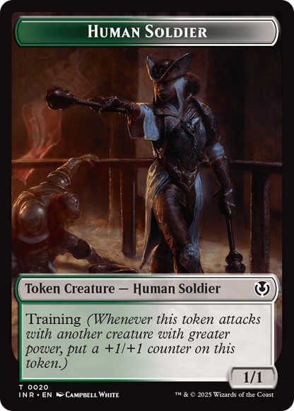 Human Soldier (0020) // Emblem - Tamiyo, Field Researcher Double-Sided Token [Innistrad Remastered Tokens] [Foil]