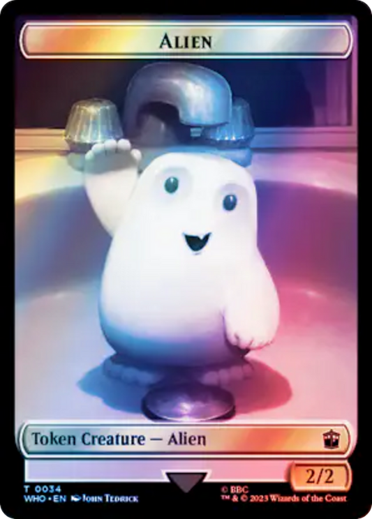 Alien // Dinosaur Double-Sided Token (Surge Foil) [Doctor Who Tokens] [Foil]