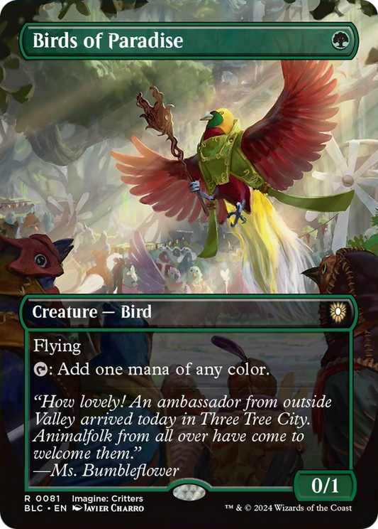 Birds of Paradise (Borderless) [Bloomburrow Commander] [Foil]